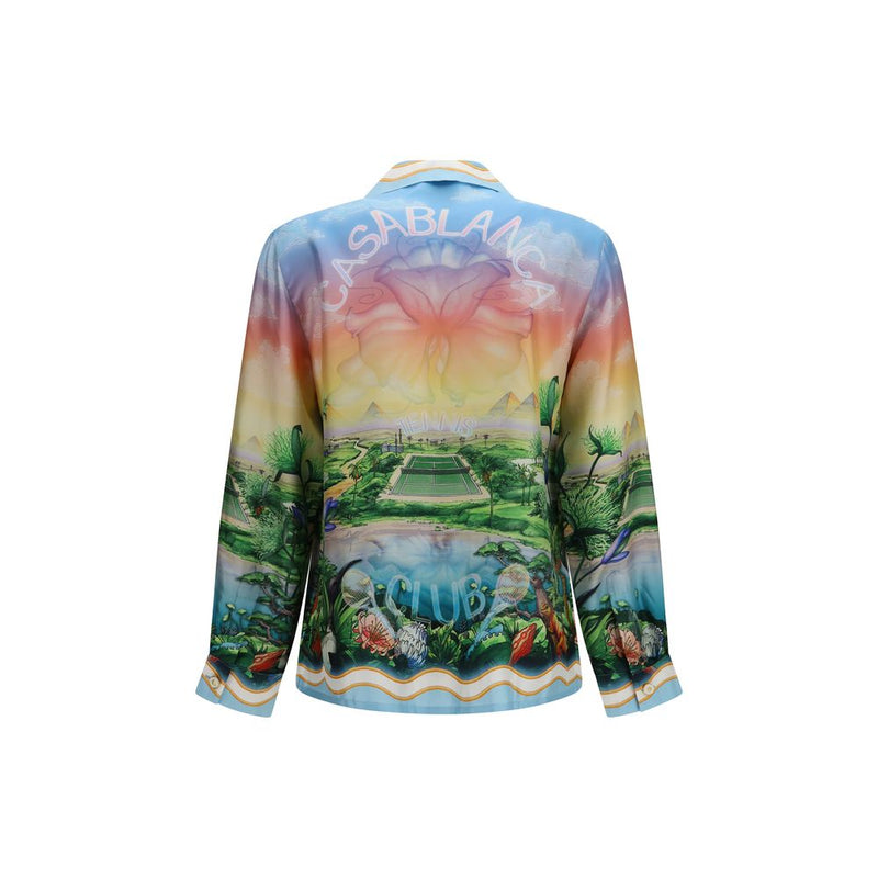 Camisa de seda estampada multicolorida Casablanca