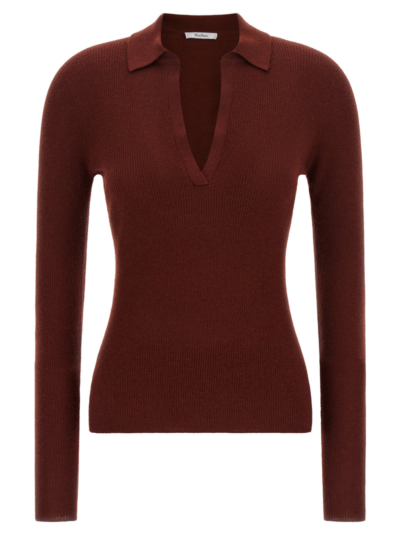 Max Mara Bordeaux Cashmere Polo Shirt