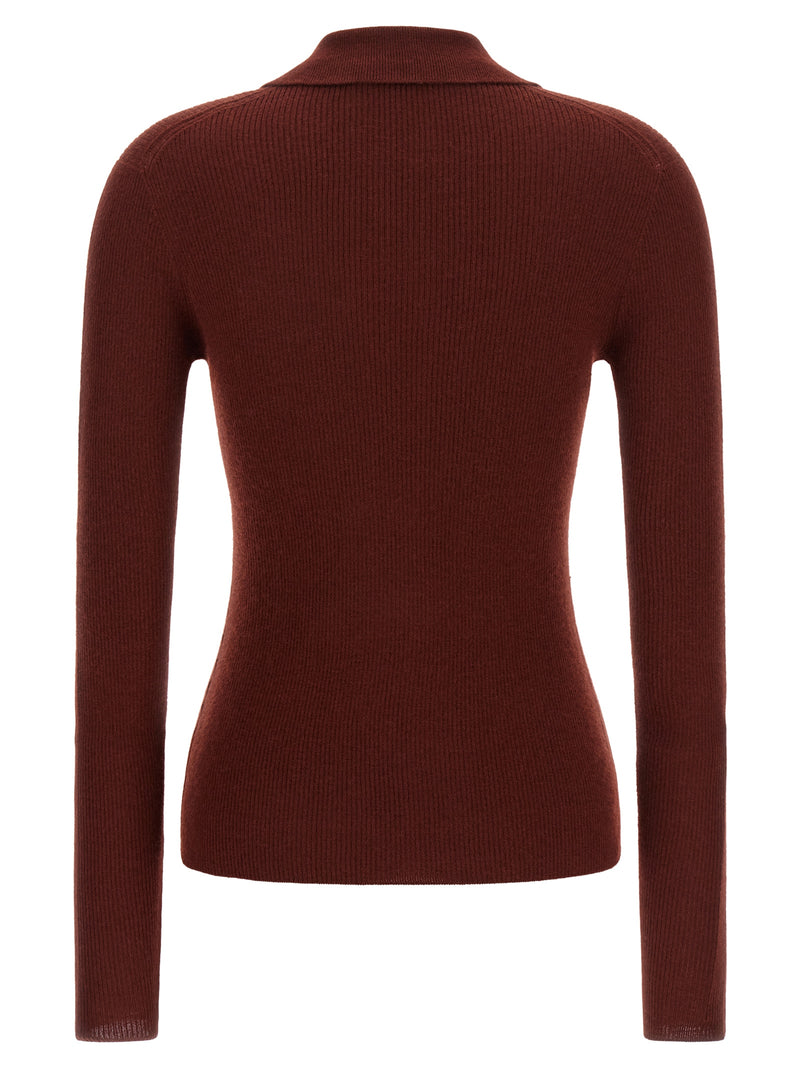 Max Mara Bordeaux Cashmere Polo Shirt