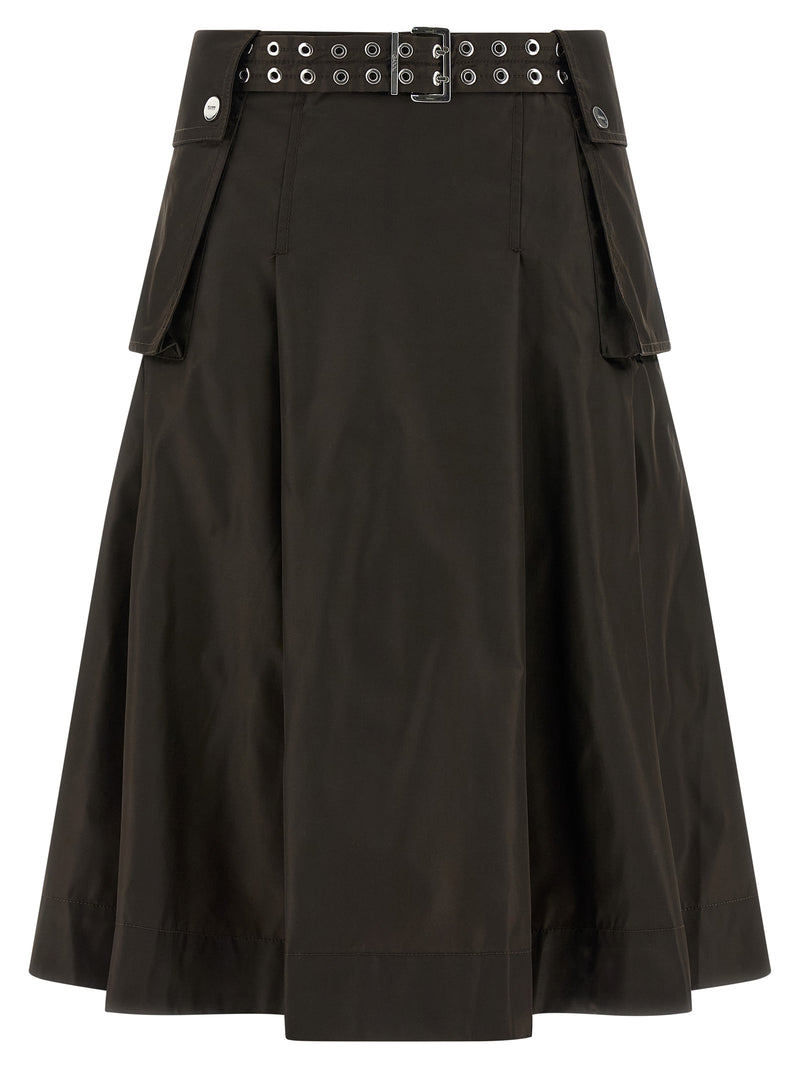 Ganni Brown Polyamide Midi Skirt