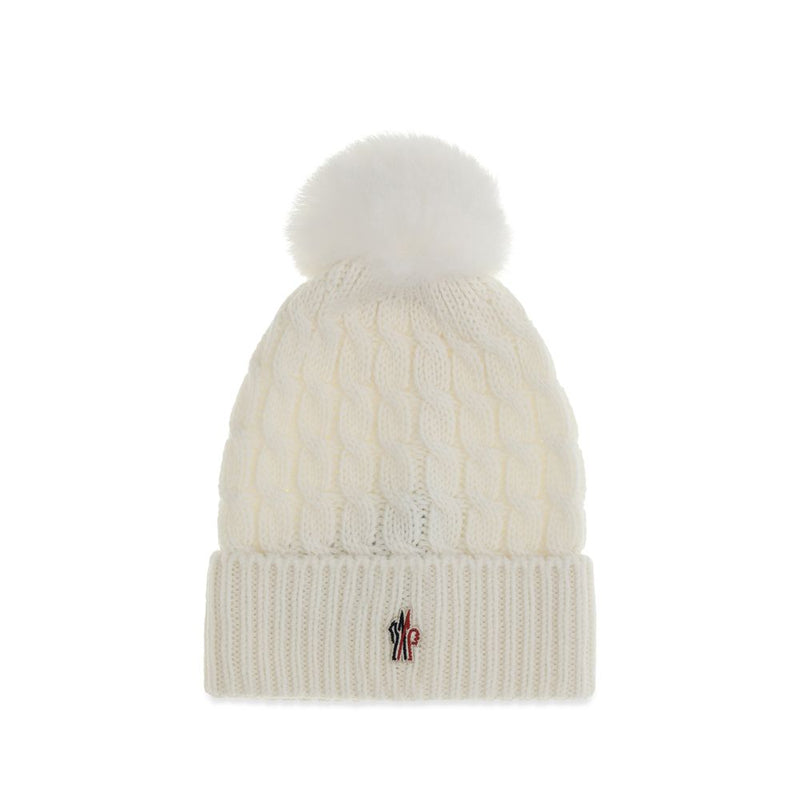 Moncler Grenoble White Wool Oves Aries Beanie