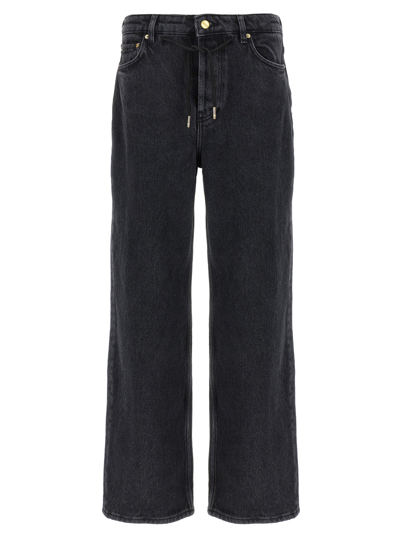 Jean en denim de coton Ganni noir pour femme