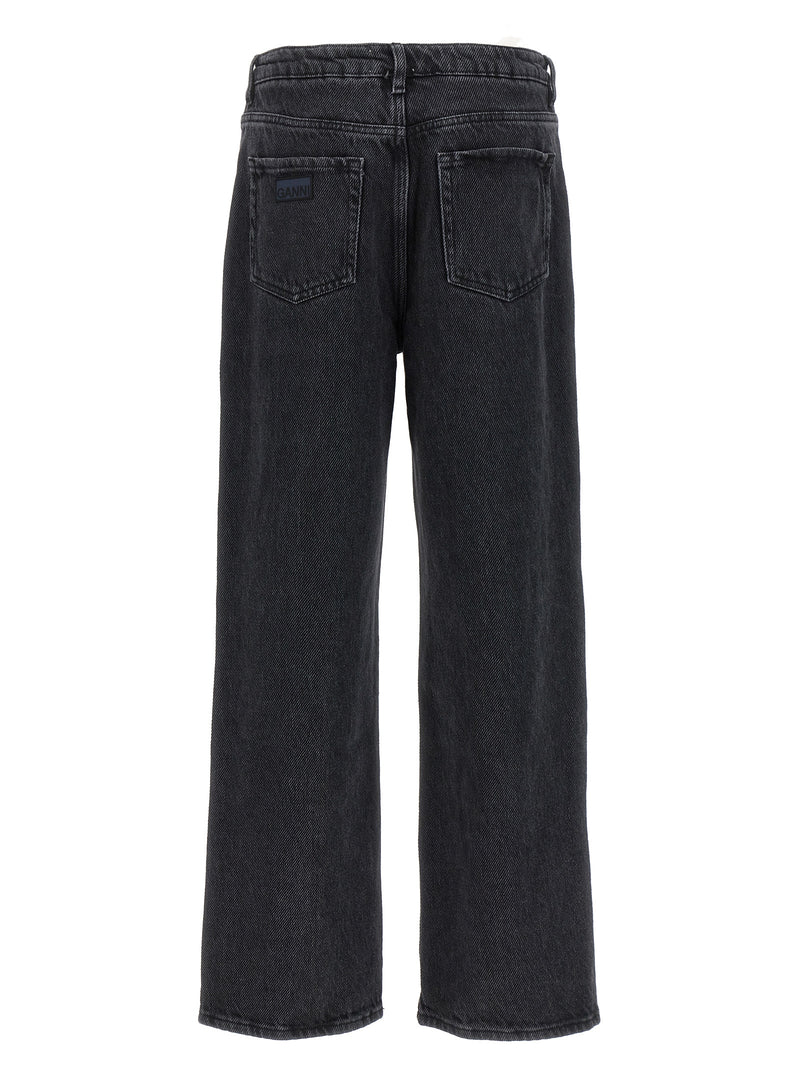 Jean en denim de coton Ganni noir pour femme