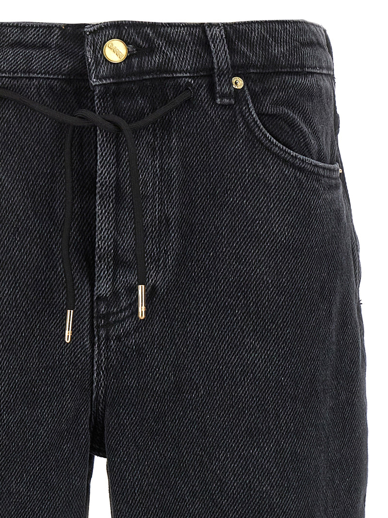 Jean en denim de coton Ganni noir pour femme