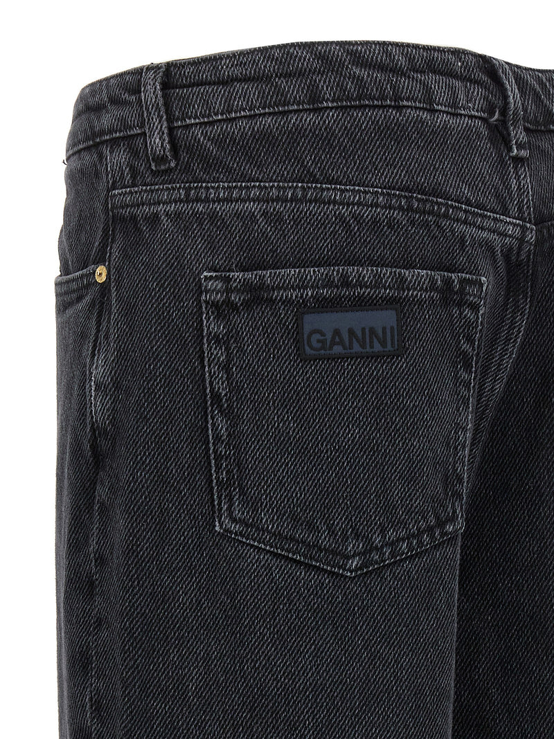Jean en denim de coton Ganni noir pour femme