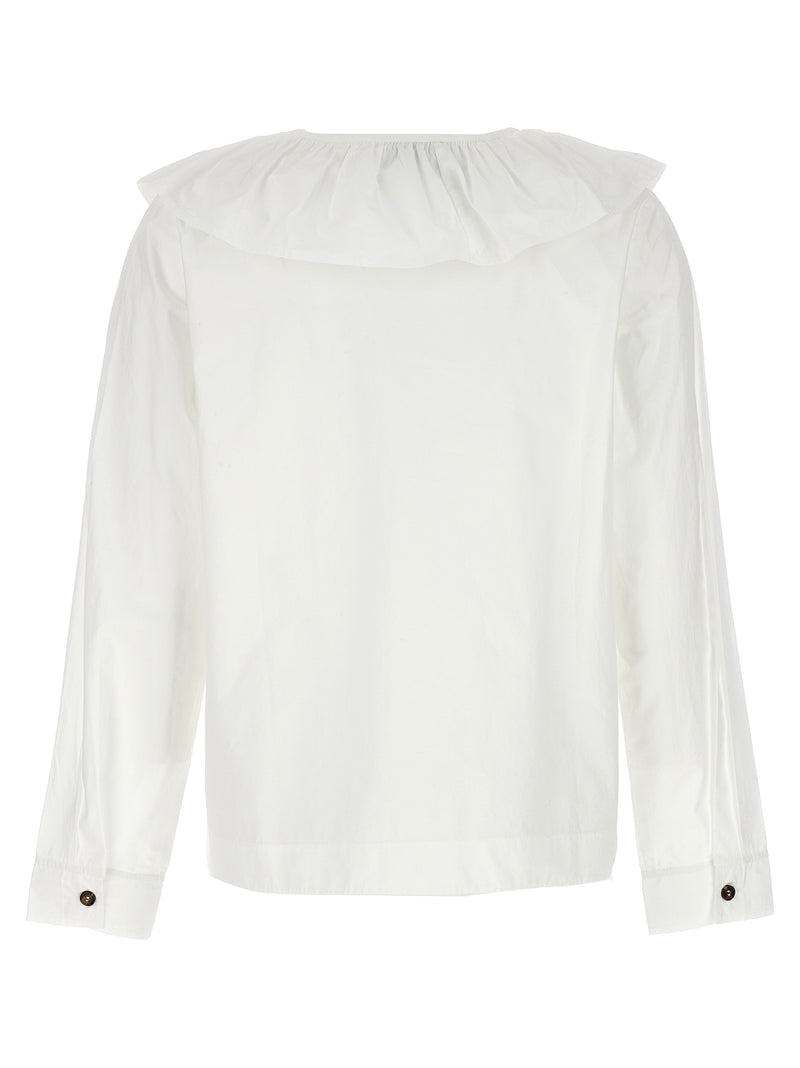 Blouse en coton Ganni blanche pour femme