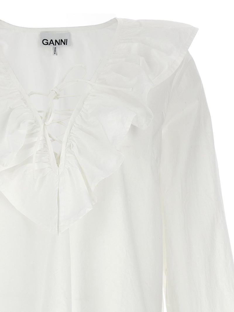 Blouse en coton Ganni blanche pour femme