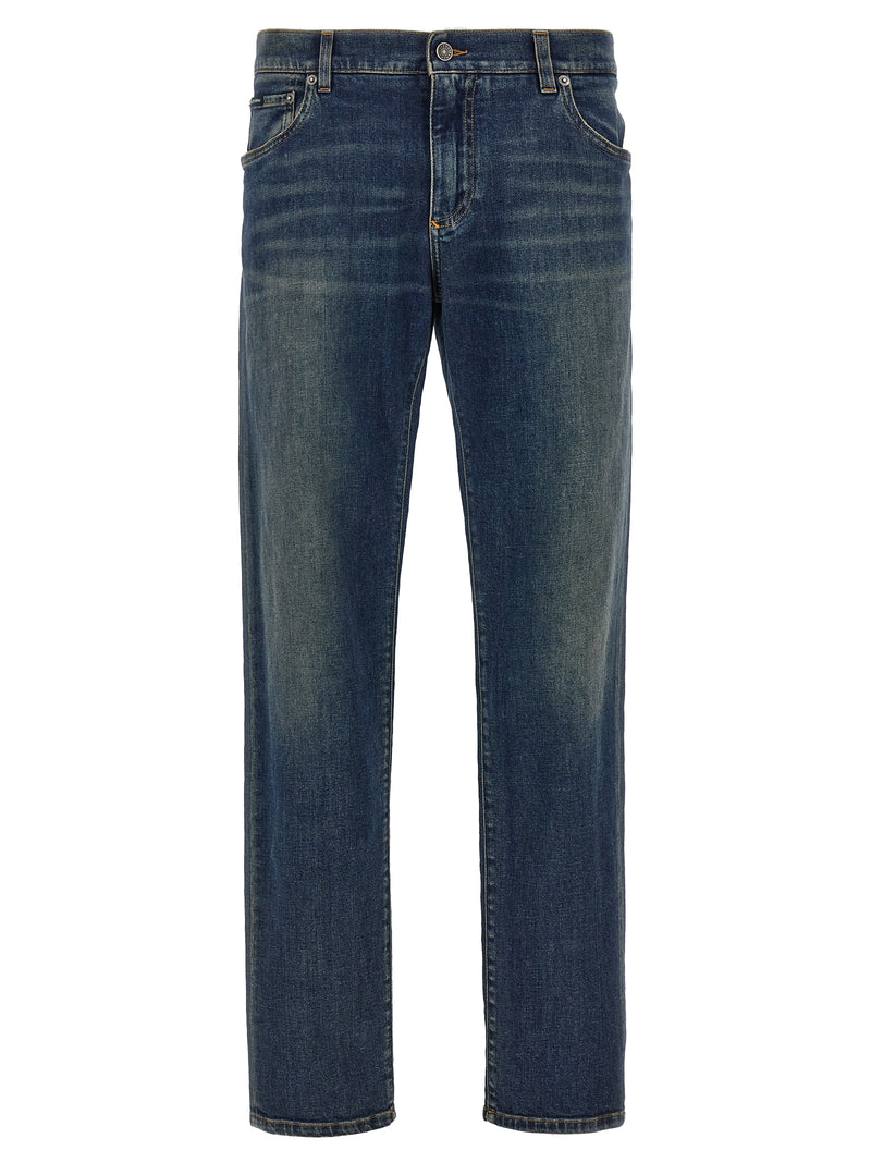 Jeans rectos de algodón azul de Dolce & Gabbana