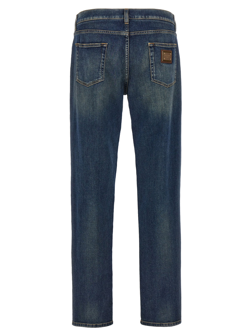 Jeans rectos de algodón azul de Dolce & Gabbana