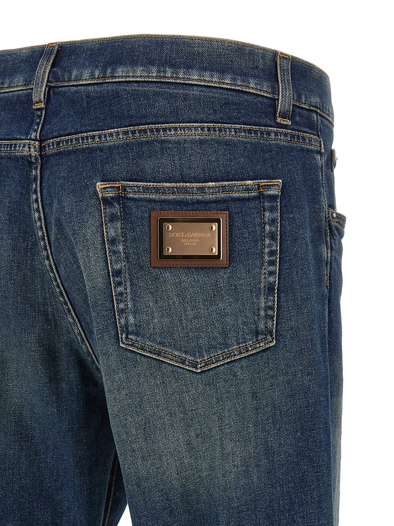 Jeans rectos de algodón azul de Dolce & Gabbana