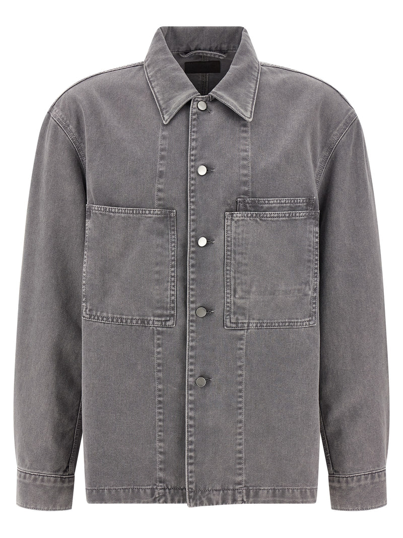 Surchemise homme Lemaire en denim délavé effet neige teint en pièce