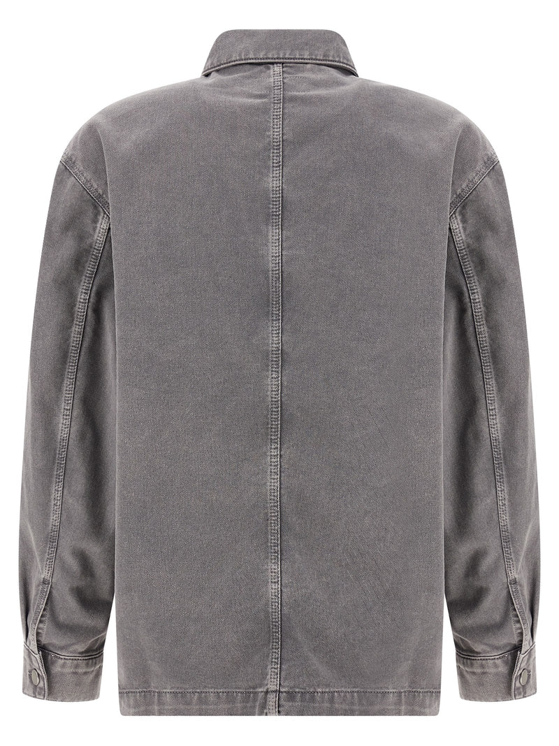 Surchemise homme Lemaire en denim délavé effet neige teint en pièce