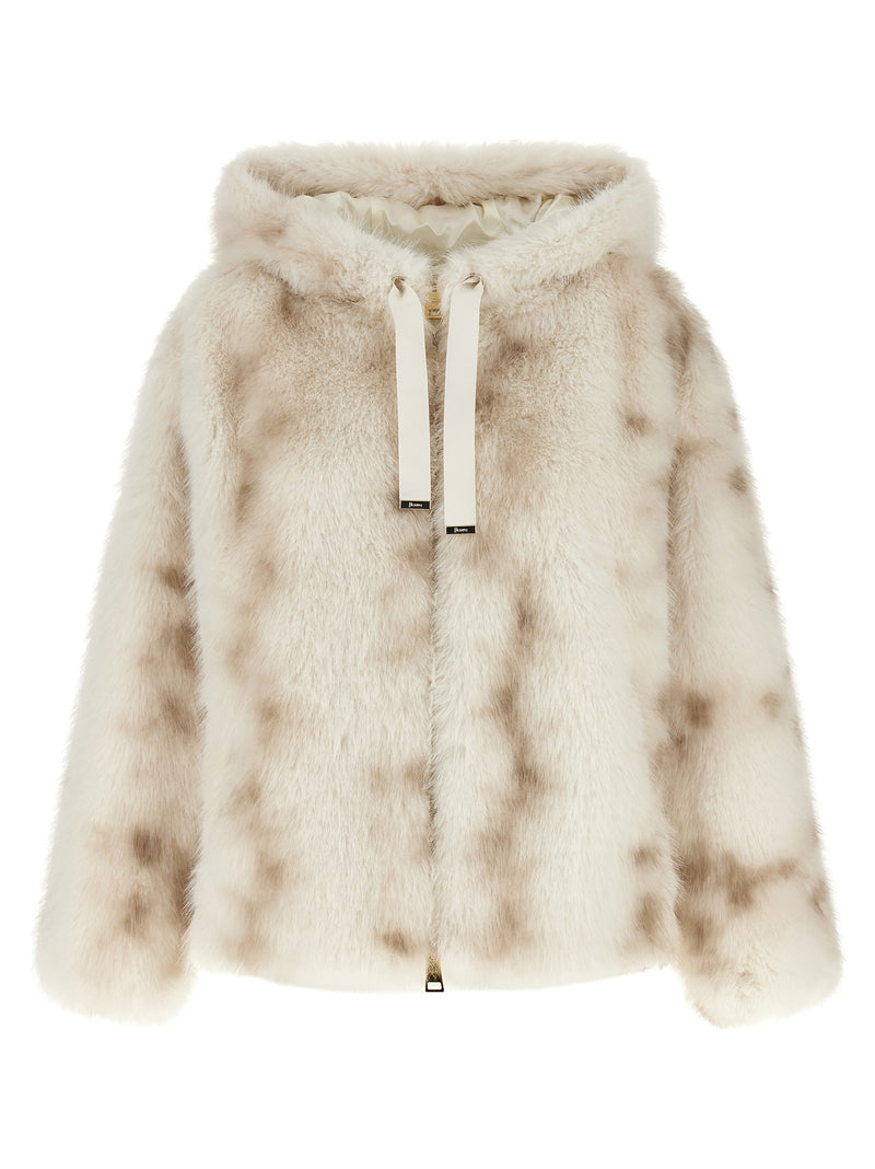 Blouson bomber Herno en fausse fourrure effet lynx pour femme