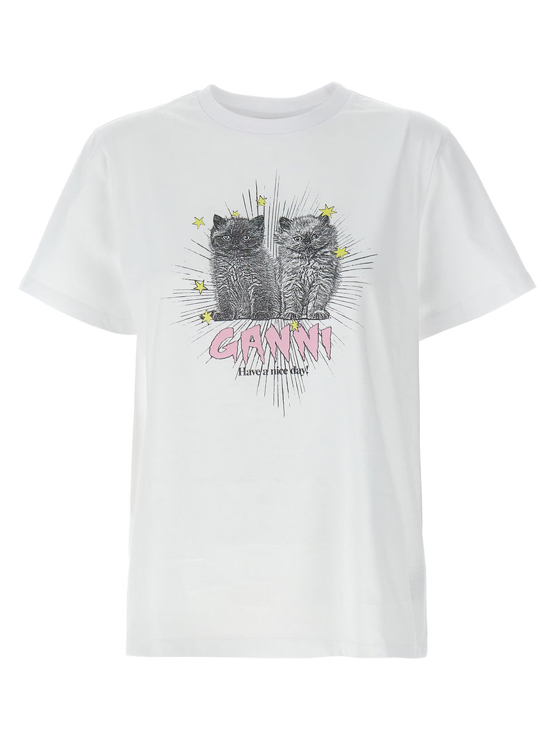 Ganni White Cotton T-Shirt