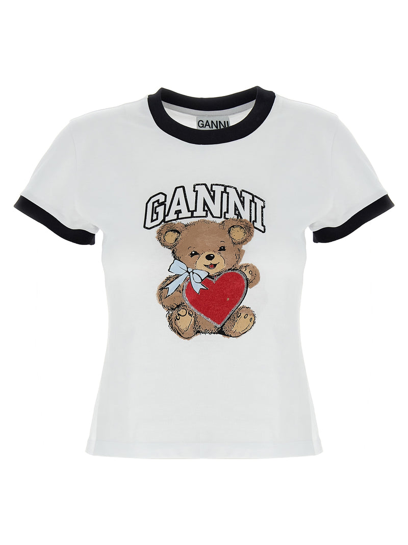 Ganni White Cotton T-Shirt
