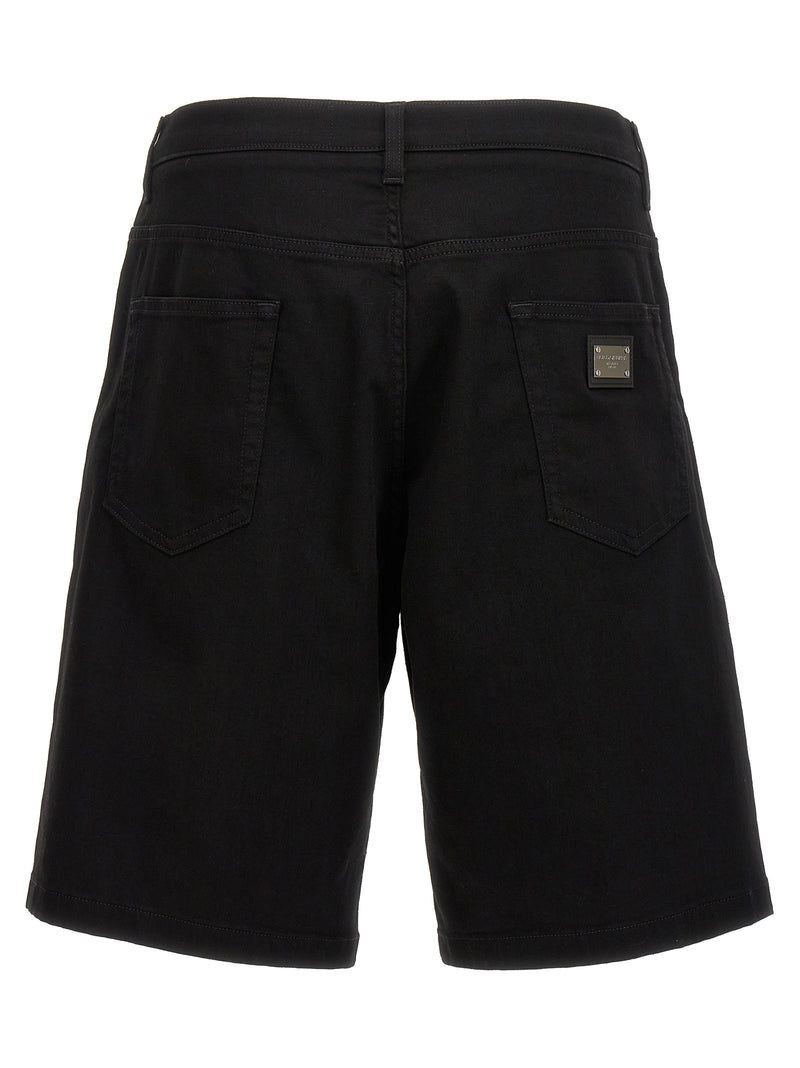 Dolce & Gabbana Black Cotton Bermuda Shorts