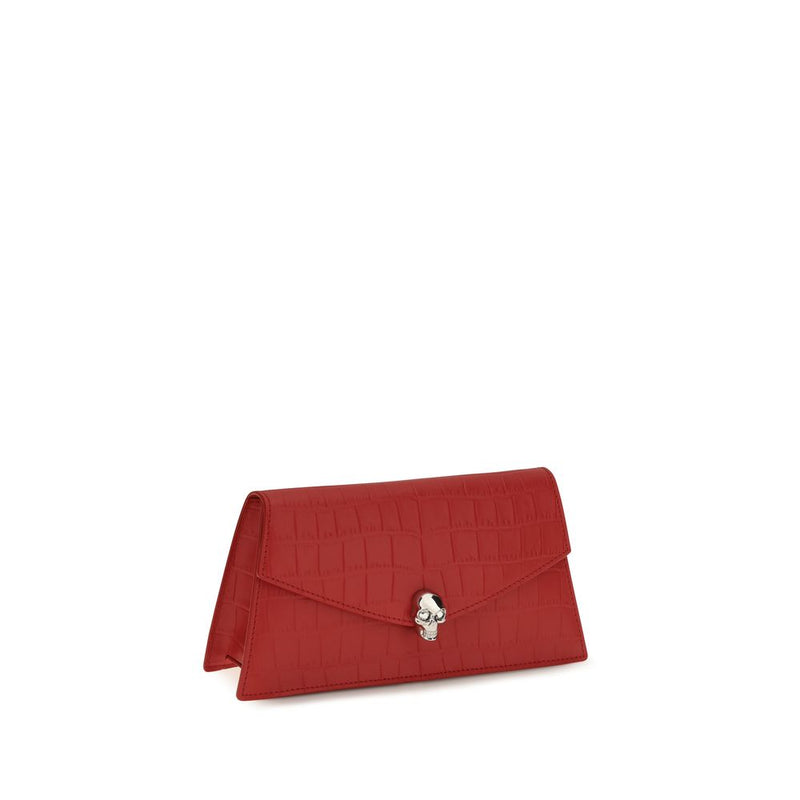 Alexander McQueen Mini Skull Crocodile-Embossed Clutch Bag for Women