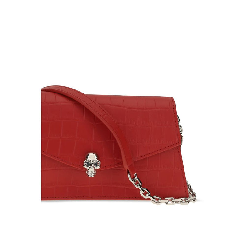 Alexander McQueen Mini Skull Crocodile-Embossed Clutch Bag for Women