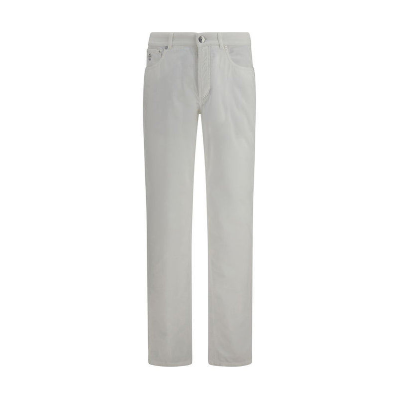 Brunello Cucinelli White Cotton Casual Pants