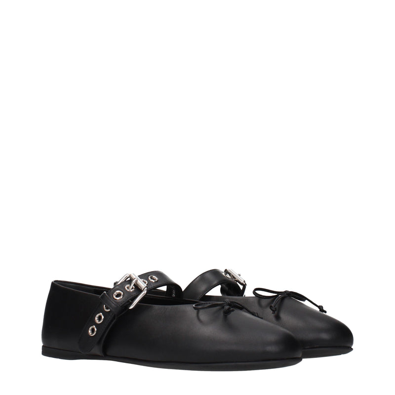 Ballerine nere in pelle Miu Miu