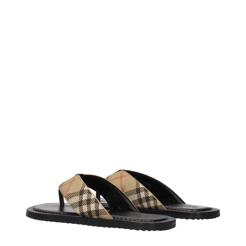 Burberry Beige Fabric Flip-Flop Sandals