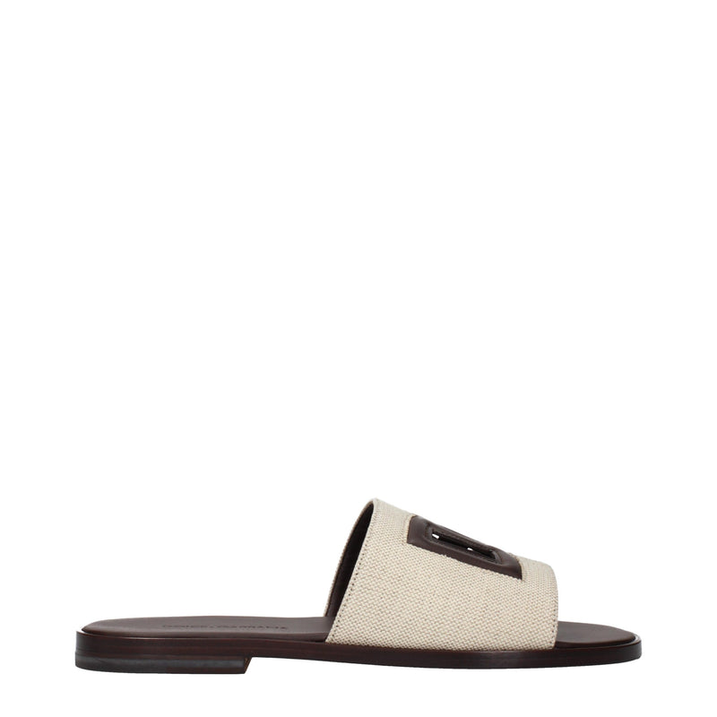 Dolce & Gabbana Beige Fabric Slippers