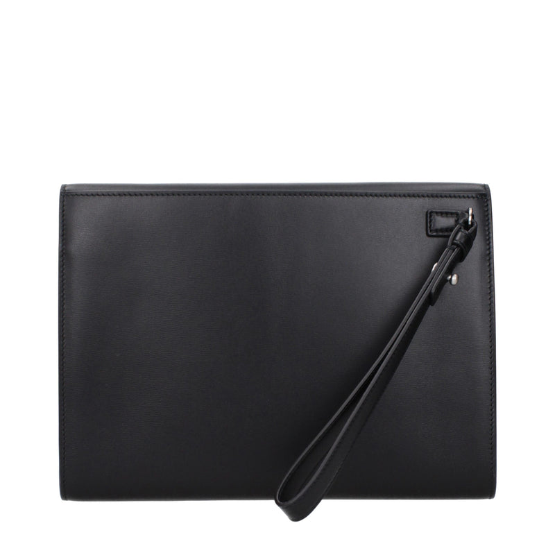 Ferragamo Black Leather Clutch Bag