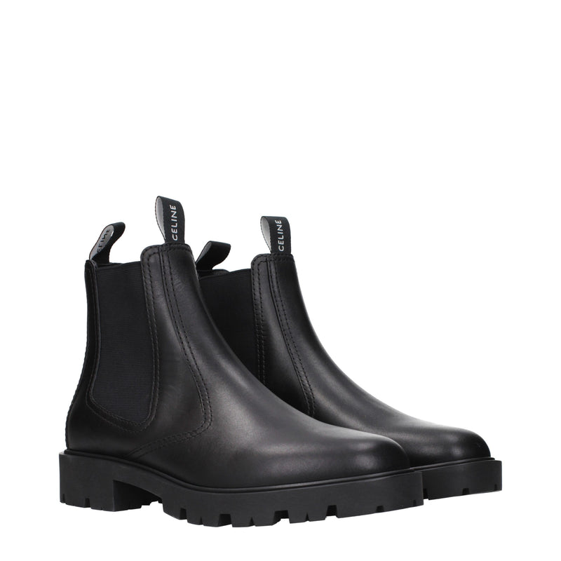 Celine Black Leather Ankle Boots