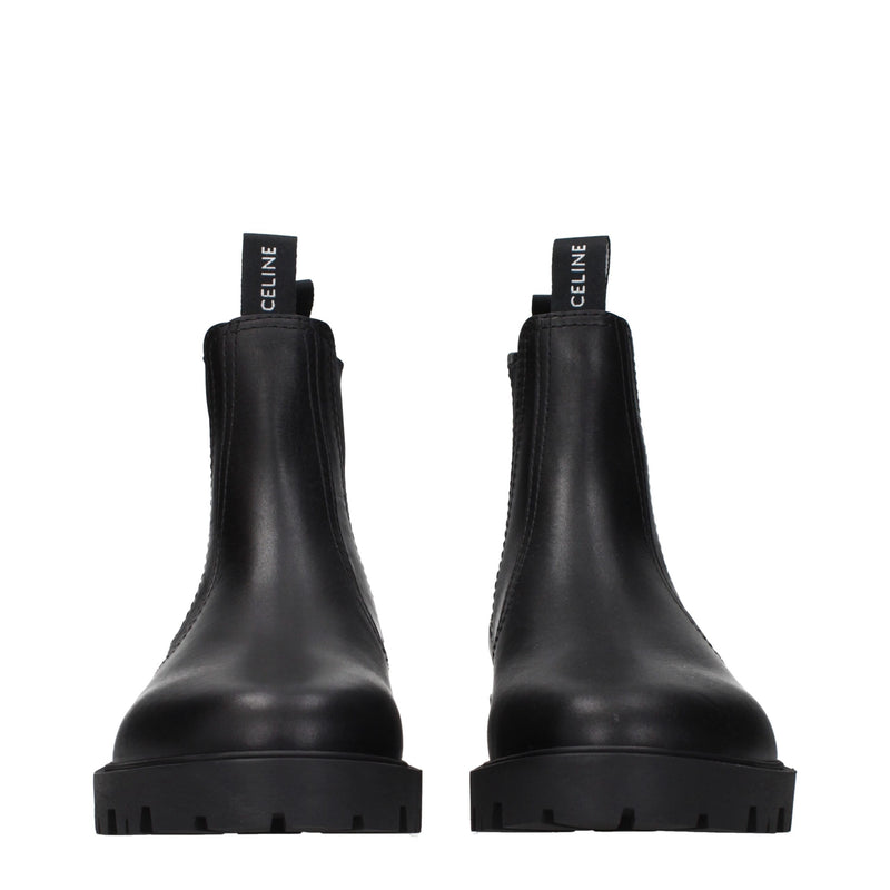 Celine Black Leather Ankle Boots