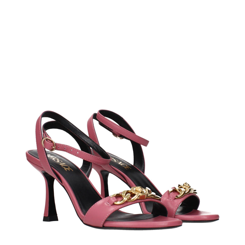 Sandalias Versace rosas de cuero con tacón de aguja