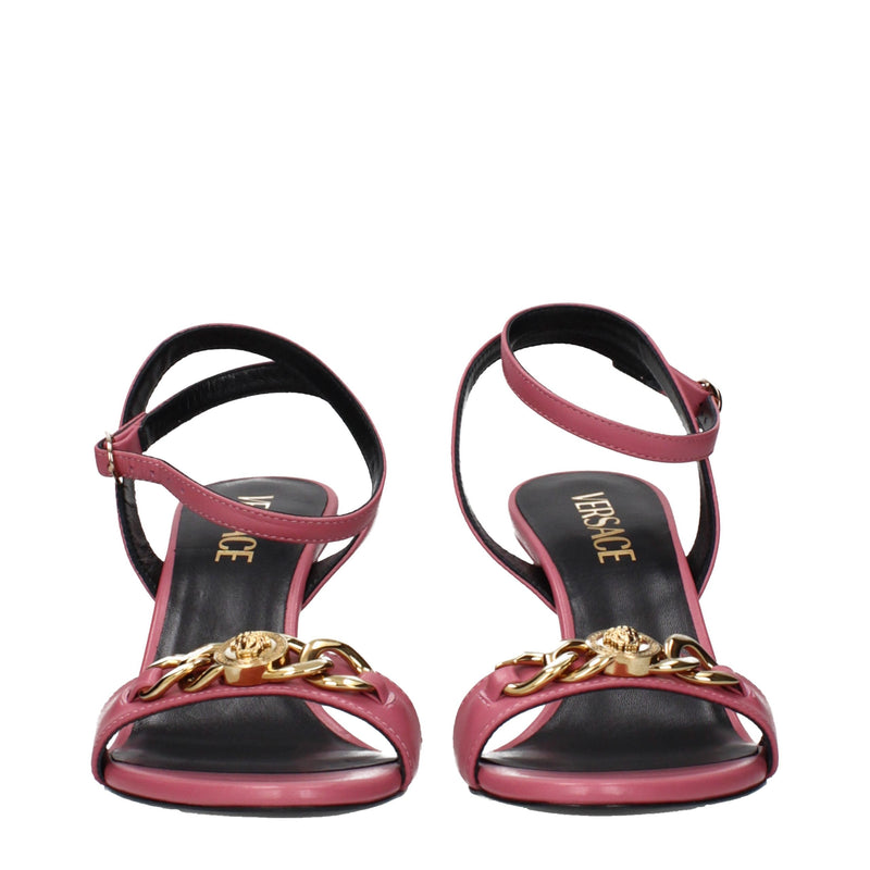 Sandalias Versace rosas de cuero con tacón de aguja