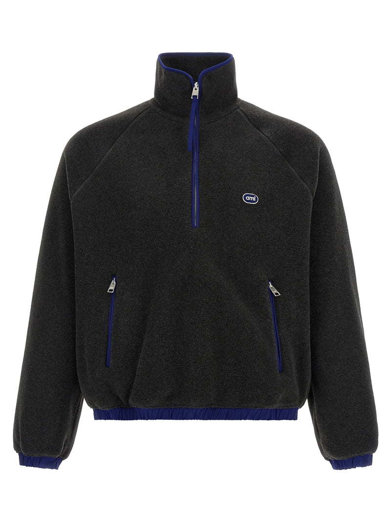 Sweat-shirt gris en polyester Ami Paris