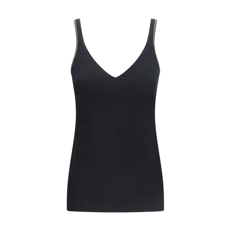 Camiseta sin mangas de algodón negro de Brunello Cucinelli