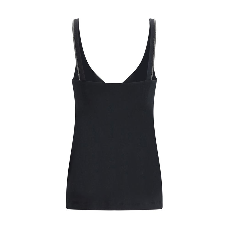 Camiseta sin mangas de algodón negro de Brunello Cucinelli