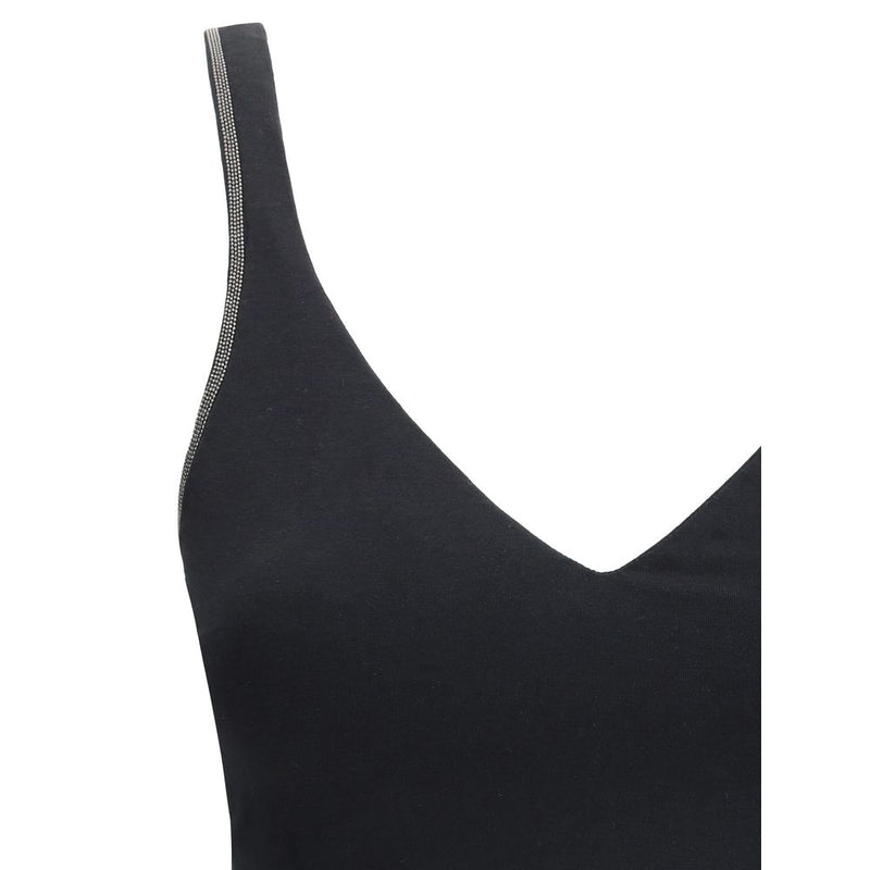Camiseta sin mangas de algodón negro de Brunello Cucinelli