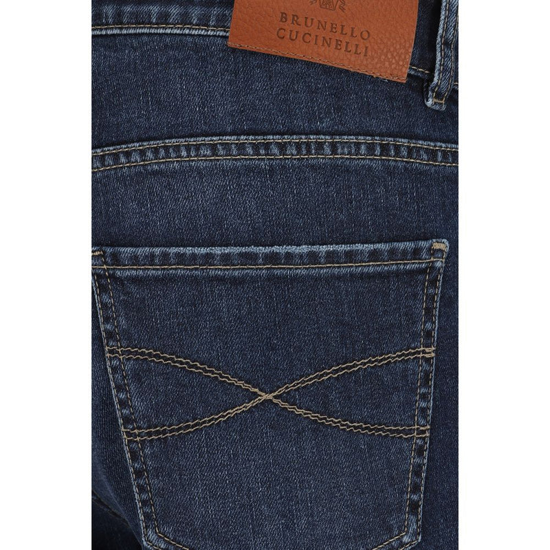 Jean droit en coton bleu Brunello Cucinelli