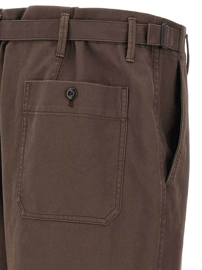 Pantaloni in cotone marrone Lemaire
