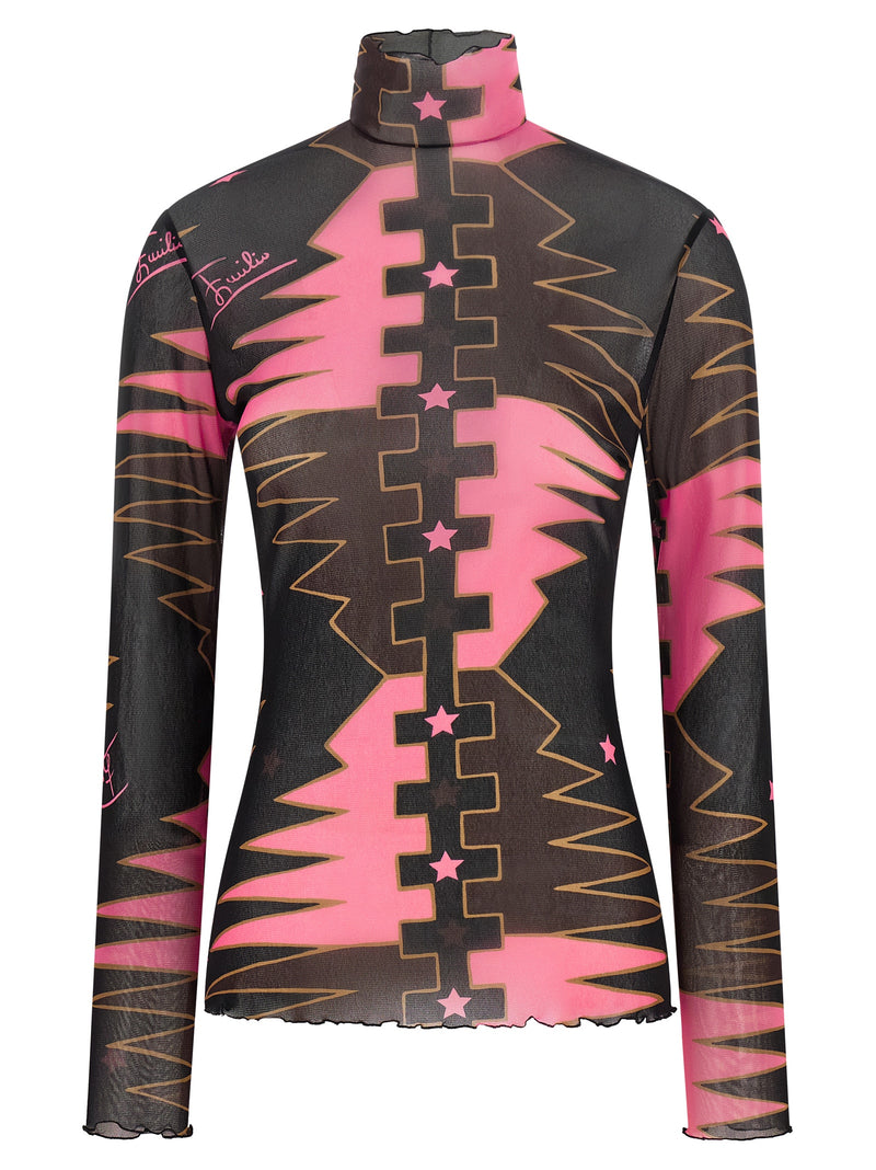 Camiseta de manga longa de poliamida multicolorida Emilio Pucci