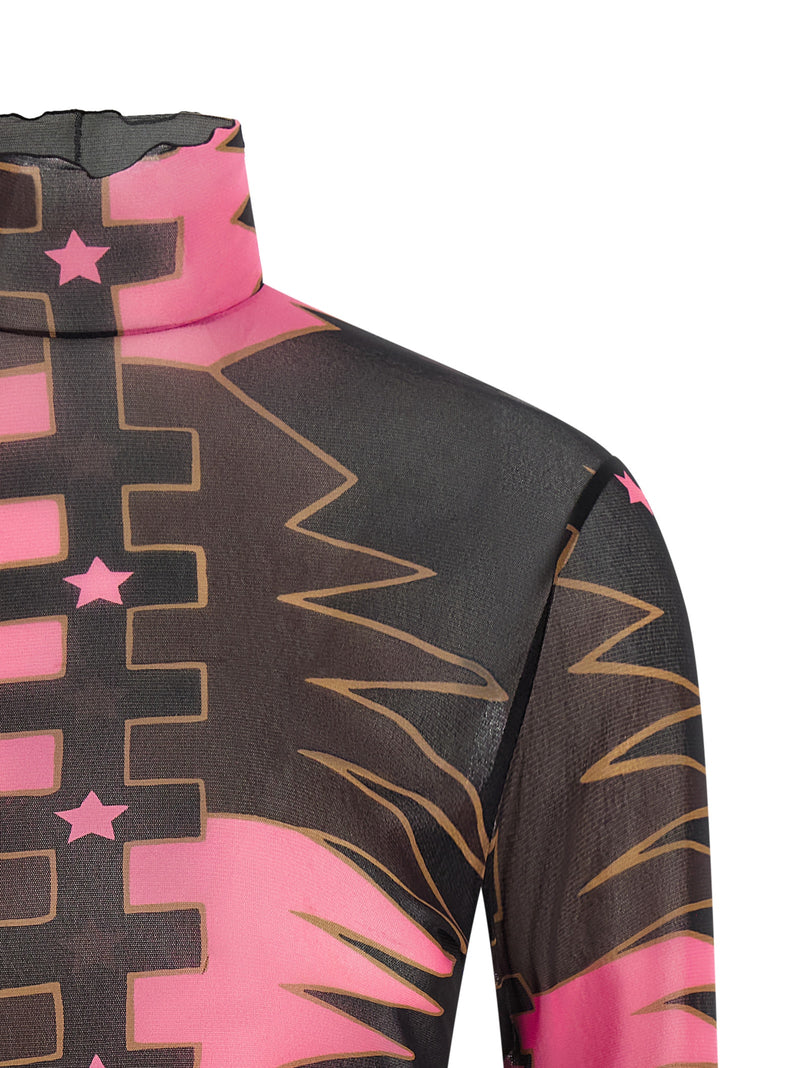 Camiseta de manga longa de poliamida multicolorida Emilio Pucci