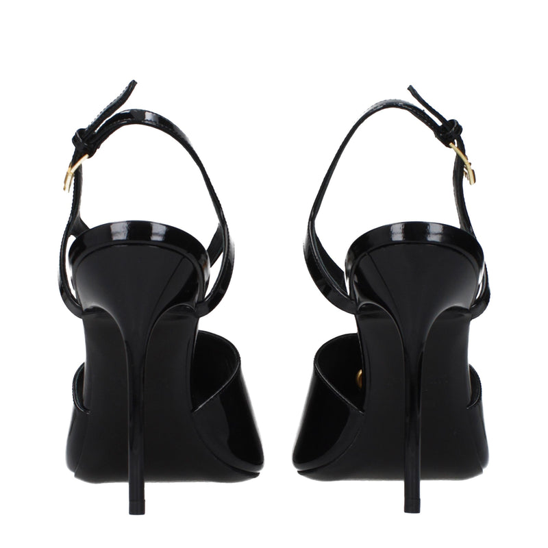 Sandales à talon aiguille en cuir noir Balmain