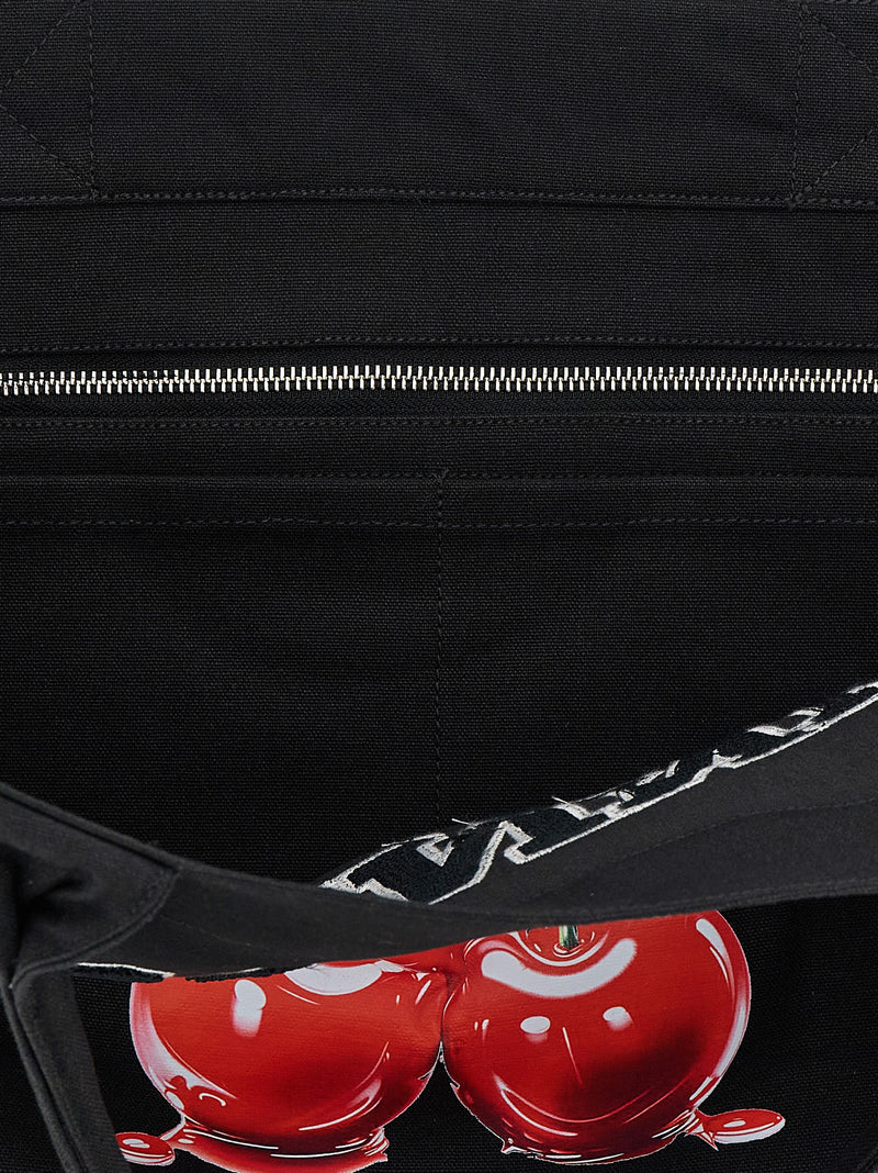 Borsa tote nera in cotone riciclato Ganni