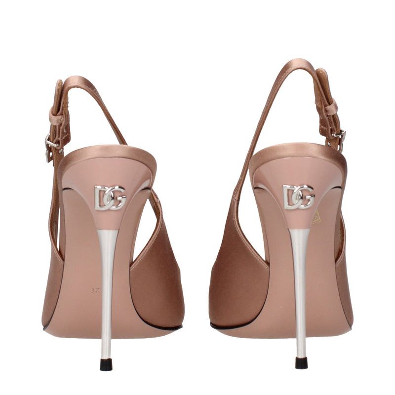 Scarpins de salto alto em cetim bege Dolce & Gabbana