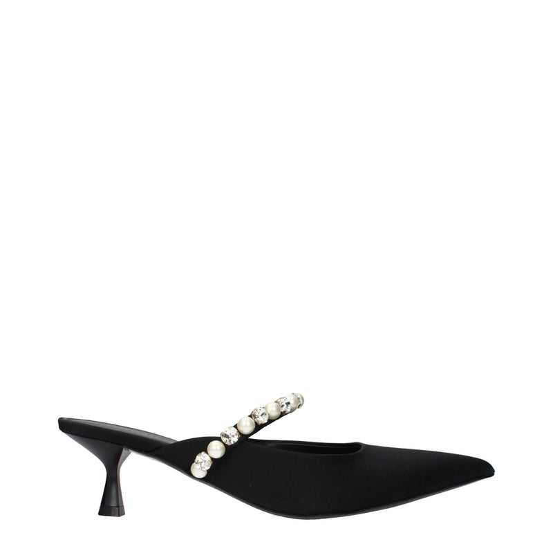 Sandali neri in raso con tacco a spillo Stella McCartney