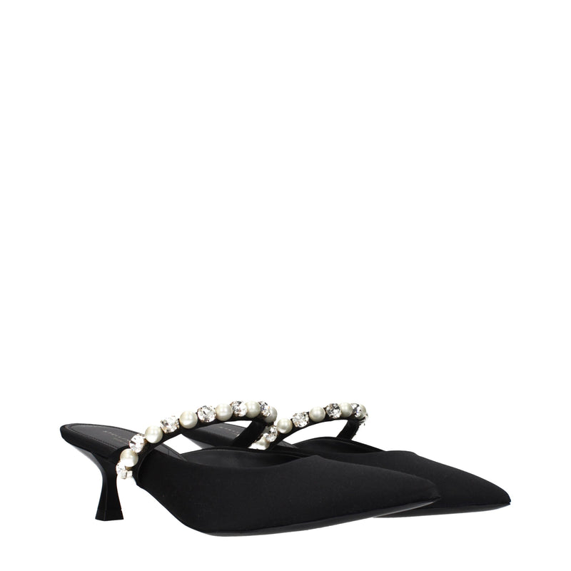 Sandali neri in raso con tacco a spillo Stella McCartney
