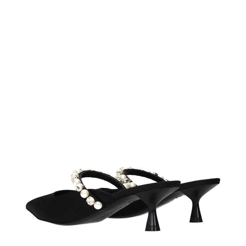Sandali neri in raso con tacco a spillo Stella McCartney