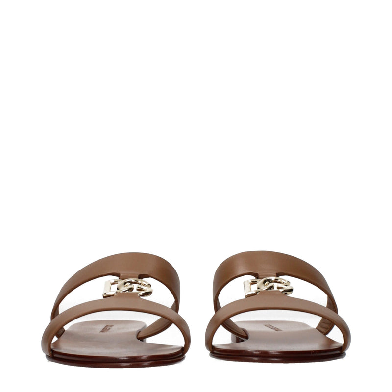 Chinelos de couro marrom Dolce & Gabbana