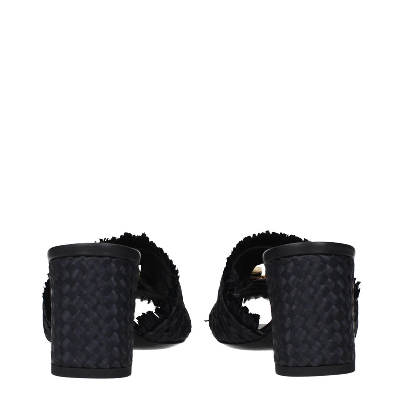 Sandálias plataforma de ráfia pretas Dolce & Gabbana