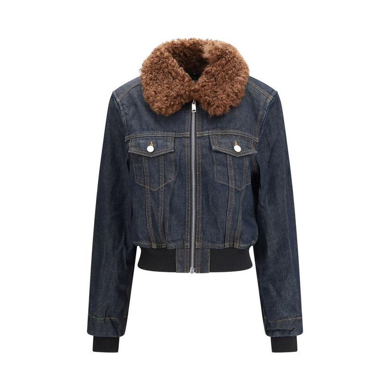 Giacca di jeans blu in cotone Ganni