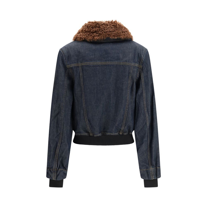 Giacca di jeans blu in cotone Ganni