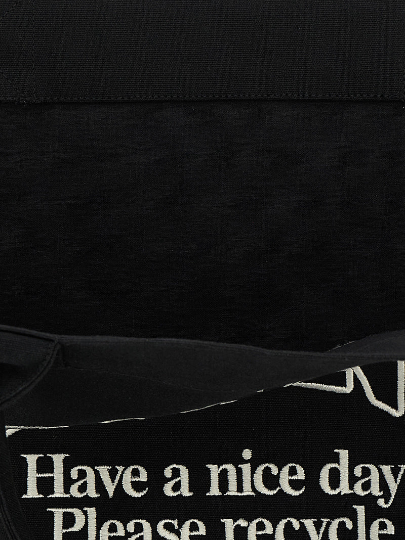 Ganni Black Recycled Cotton Tote Bag